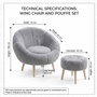 Atelier Del Sofa Lida - Conjunto de Sillón y Puff Gris